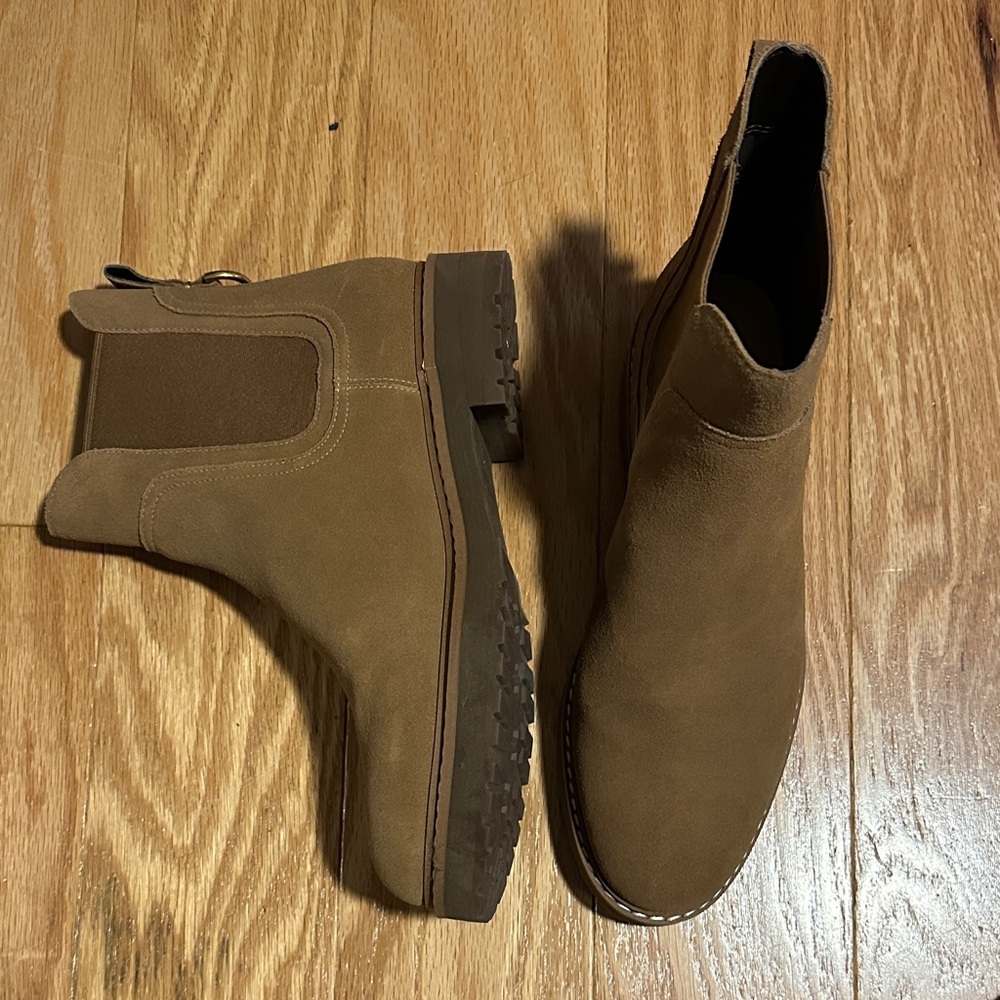 Cole Haan Brown Suede Chelsea Lug Boots